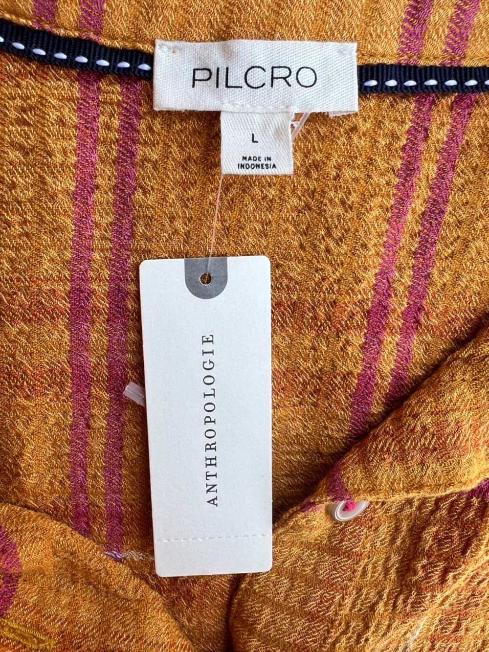 NWT $98 Anthropologie Pilcro Plaid Button-Up Boho Top Shirt Sz L Western Indie - Picture 3 of 8